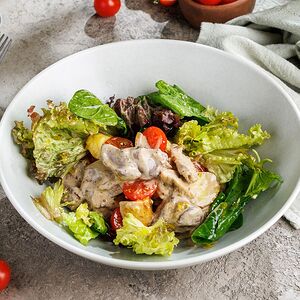 Тёплый салат с куриной печенью