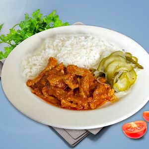 Поджарка из свинины с рисом 