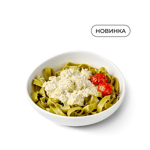 Шпинатная паста с курицей и грибами