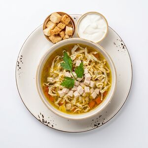 Суп с курой и омлетом