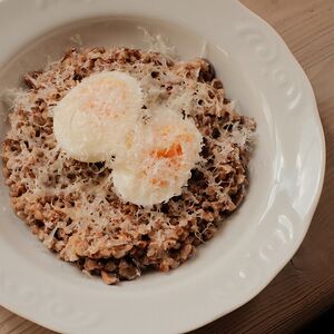 Гречка с яйцом и грибами