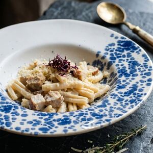Казаречче с курицей и белыми грибами