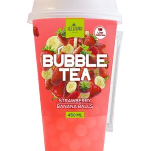 Холодный чай Aziano Bubble Tea со вкусом клубники и фруктовыми шариками со вкусом банана