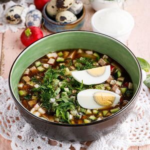 Окрошка на квасе с говядиной