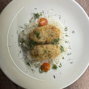 Зразы куриные с грибами, моцареллой и рисом