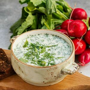 Окрошка на кефире с говядиной 