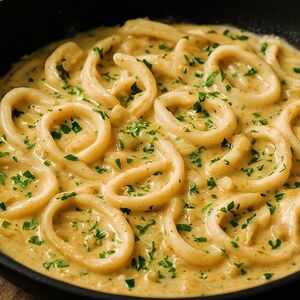 Кольца кальмара в сливочном соусе 