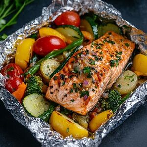 Запеченная Семга в фольге с овощами