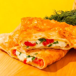 Чебурек с сыром, помидором и зеленью