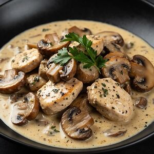 Курица с грибами в сливках 