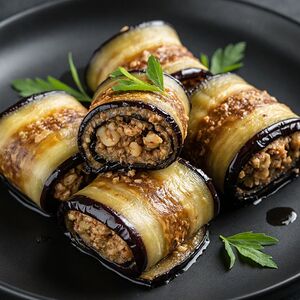 Рулетики из баклажан с грецким орехом