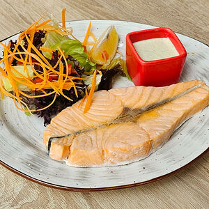 Стейк сёмги на пару