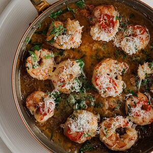 Чесночные креветки, пармезан