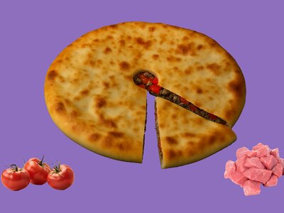 Пирог с мясом и помидором