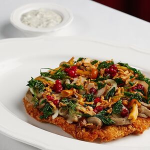 Шницель из корейки с грибным муссом