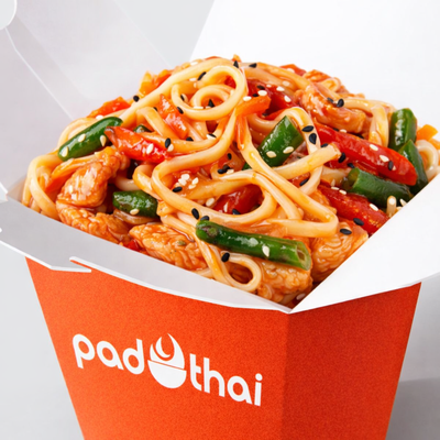 Свинина в кисло-сладком соусе с лапшой удон