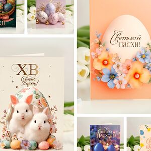 Пасхальная открытка с 4 шоколадками