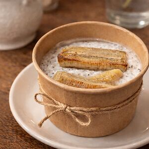 Каша Веган рисовая на кокосовом молоке с запеченным бананом 