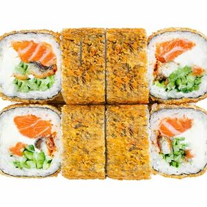 Жареный с угрем и лососем