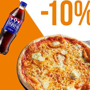 Пицца Четыре сыра 32 см и Evervess Кола 0,5