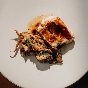 Треска с грибами