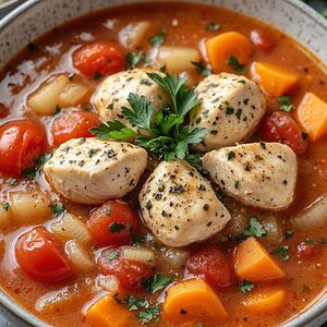 Суп с куриными грудками и кускусом 