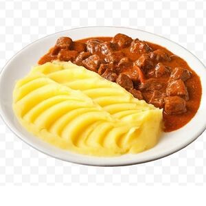 Гуляш из говядины с картофельным пюре
