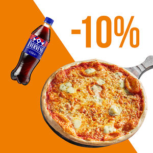 Пицца четыре сыра и Evervess-кола