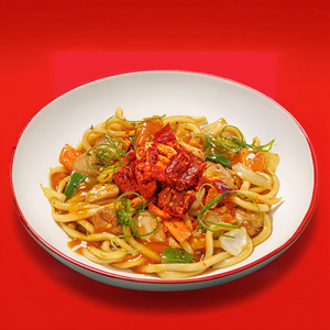 Удон с курицей и имбирно-цитрусовым соусом