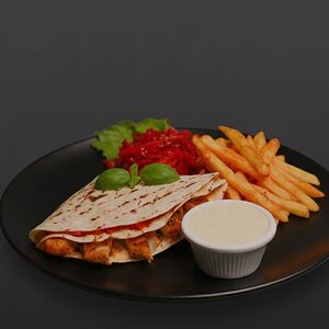 Տորտիլյա կծու հավով և կարտոֆիլ ֆրի