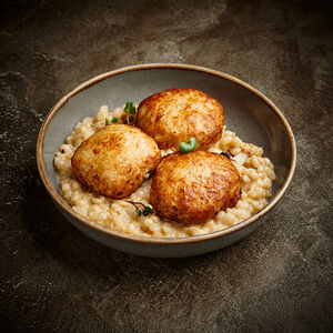 Котлеты из индейки с перлотто и грибами