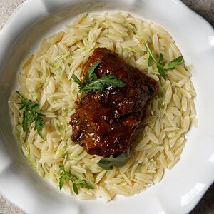 Паста орзо с щечками