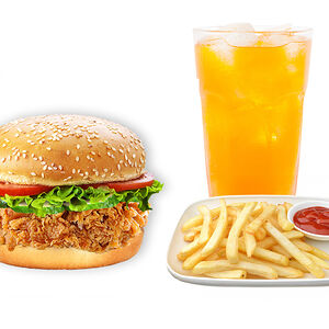 Чикен филе бургер + фри + напиток на выбор 0,5