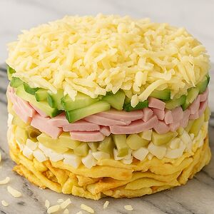 Салат с яичными блинчиками