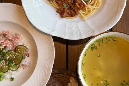 Поке + Куриный суп + Паста болоньезе 