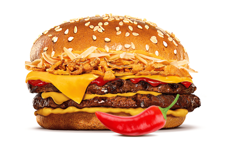 Острый Чизбургер Три Сыра Двойной