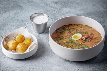 Окрошка на квасе с языком 