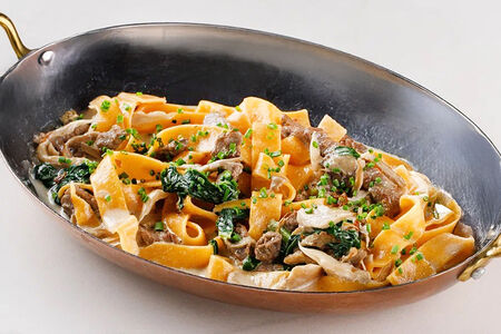 Паста с говядиной и грибами