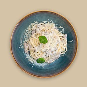 Паста с говядиной и грибами