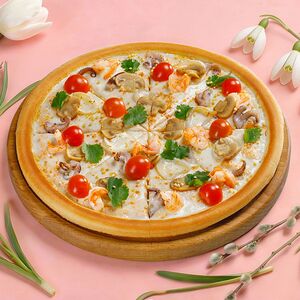 Пицца Том ям с морепродуктами средняя