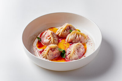 Манты с вишней и манго