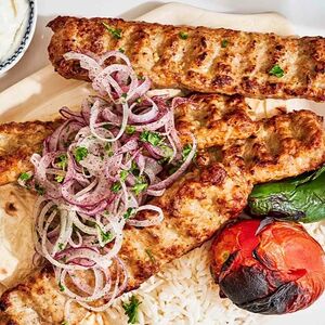 Люля куриный с грибами на мангале