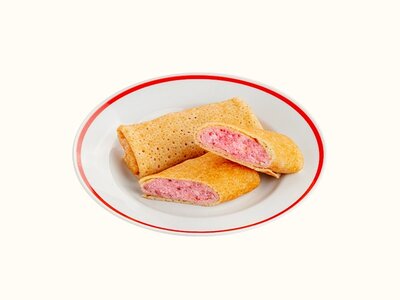 Блины с малиной и творогом