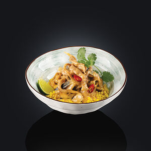 Птитим с грибами и баклажанами в тайском соусе