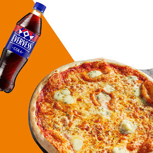 Пицца Четыре сыра и Evervess Кола