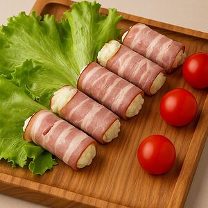 Рулетики из бекона с сыром 