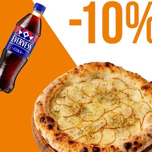 Пицца грушей и горгонзолой 23 см и Evervess Кола 0,5