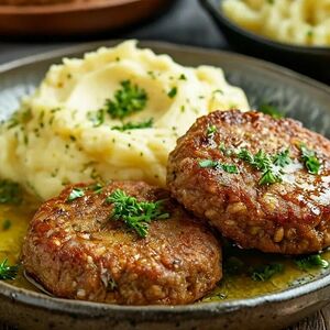 Гречка, пюре и говяжья котлета