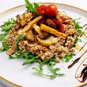 Гречка с жареными шампиньонами 