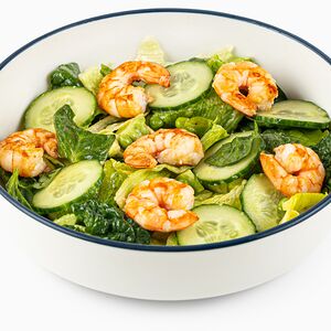 Зеленый салат с креветками